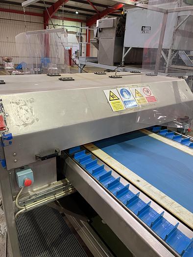 Used Stainless Steel Trimming Line with take-away waste conveyor 5m L 1.1m W