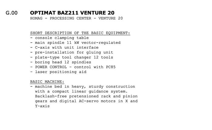 Used Homag BAZ211 Venture 20 CNC