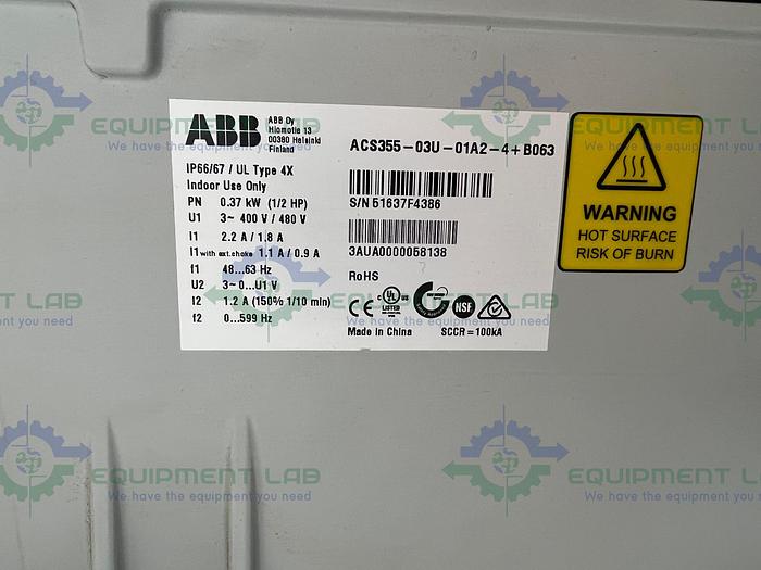 Used Admix 100RXGF-050 RotoMixx 1/2 HP w/ Admix Frame, ABB Controller 480V
