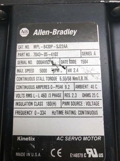Used Allen Bradley MPL-B430P-SJ22AA Series A UPS RED
