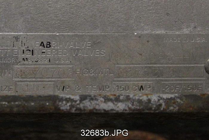 Used Fabri 10" Air Operated Knife Gate Valve #32683