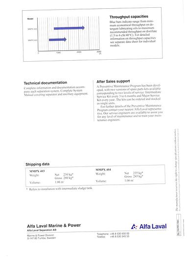 Used Alfa Laval MMPX303 module, complete separation system.