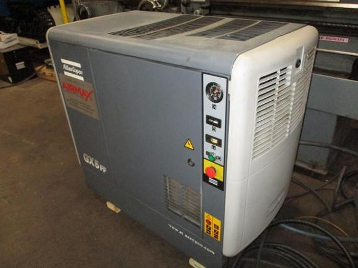7.5 HP, ATLAS COPCO GX5 FF, 2002, ROTARY SCREW AIR COMPRESSOR