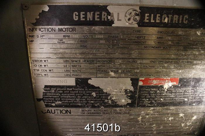 Used General Electric Motor 600 HP, 597 RPM, 2300 Volt #41501