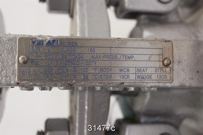 Used Velan F12-0064C-02TY 4" Hand Operated Gate Valve #31477