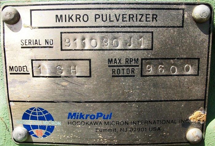 Used Mill, Hammer, Mikro Pulv, Mdl 1SH, C/st, 5 Hp, #S741448