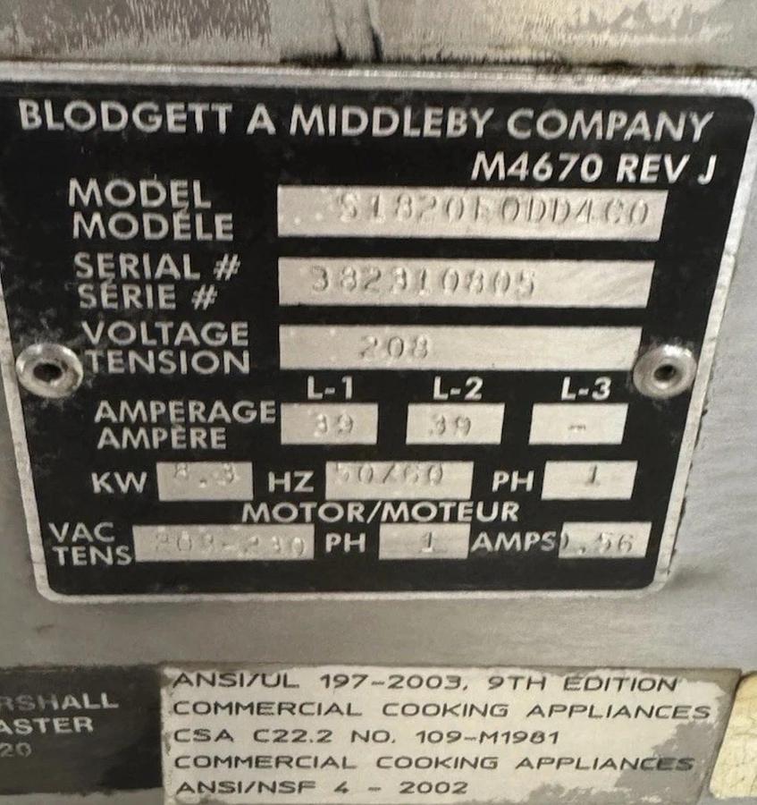 Used BLODGETT Electric Double Stack Conveyor Oven 208v 1 Phase 18” Belt NICE WORKING!
