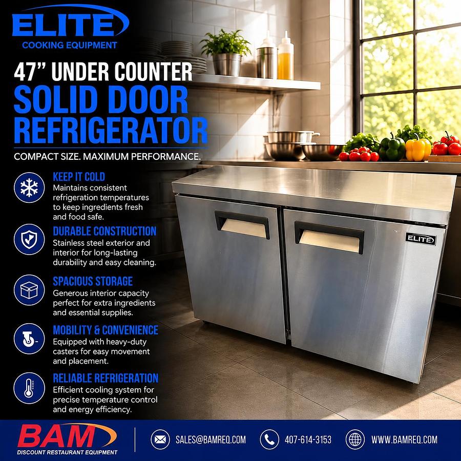 Elite 47"Under counter – Solid Door Refrigerator