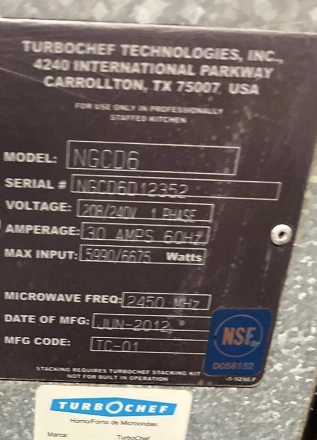 Refurbished TURBOCHEF NGC RAPID COOK CONVECTION OVEN 208/240V WITH STONE NICE SHAPE!