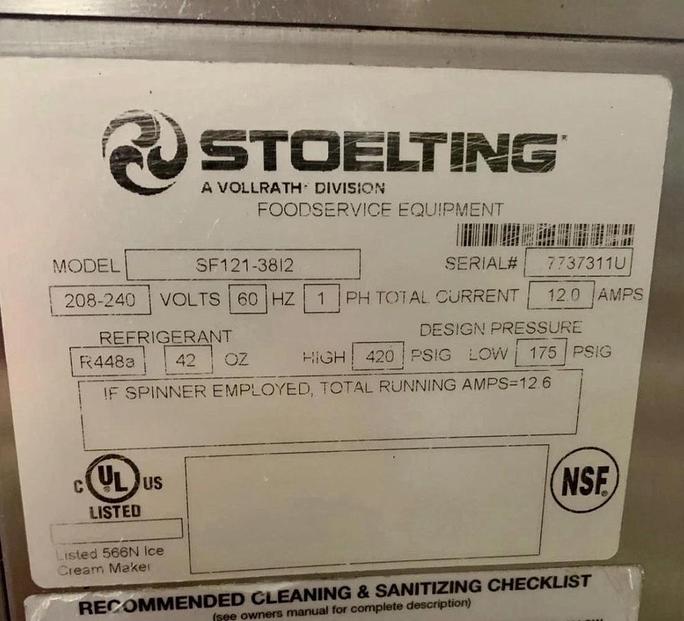 Used 2017 STOELTING SF121-3812 Frozen Beverage/Shake Machine 208-240V GREAT SHAPE!