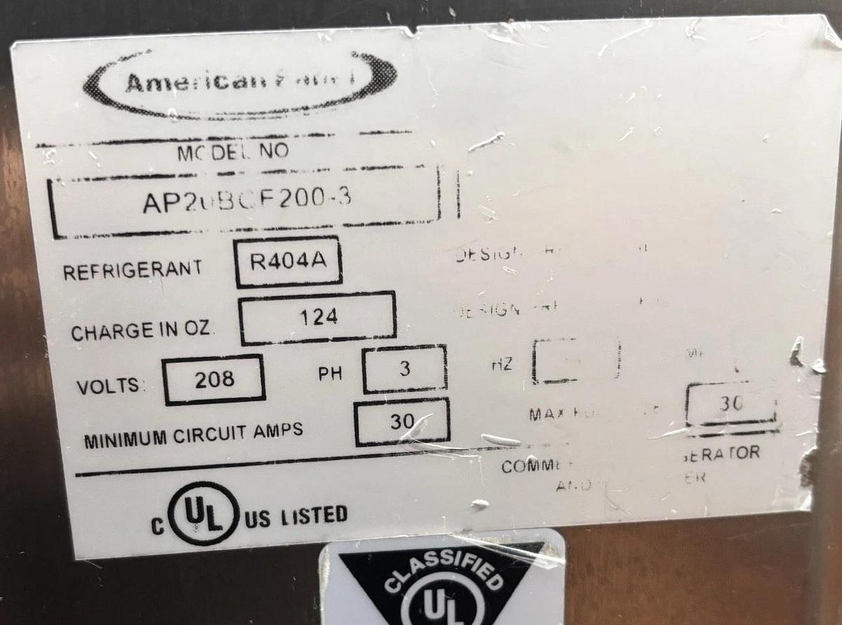 Used AMERICAN PANEL AP20BCF200-3-P HURRiCHiLL 48" Floor Model Roll In BLAST CHILLER