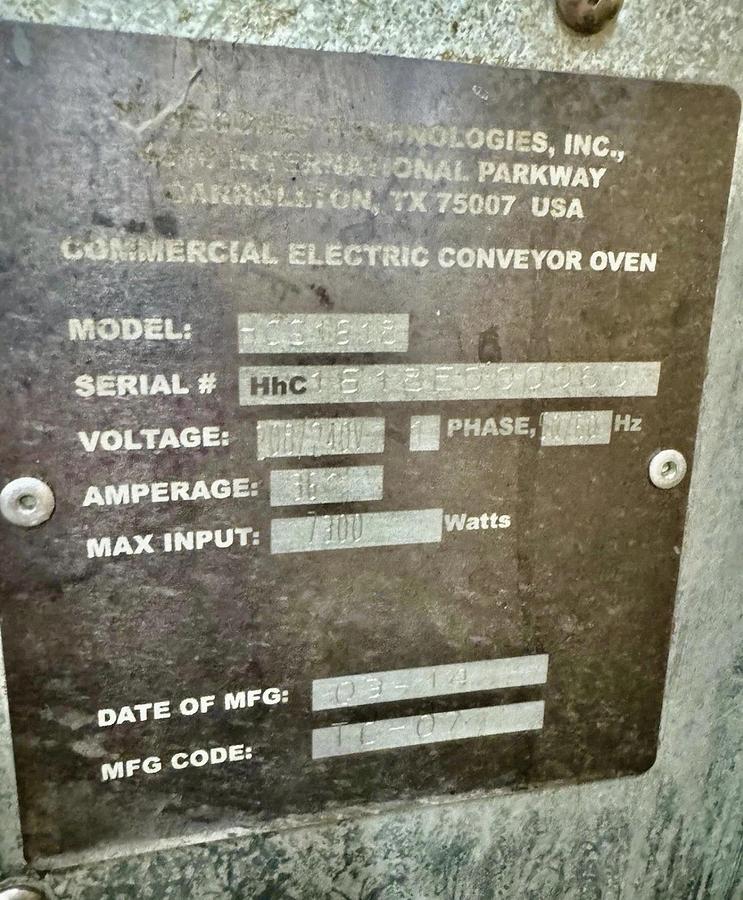 Used TurboChef MODEL HCS1618, VENTLESS, Electric Conveyor Oven - 208-230v 1 Phase