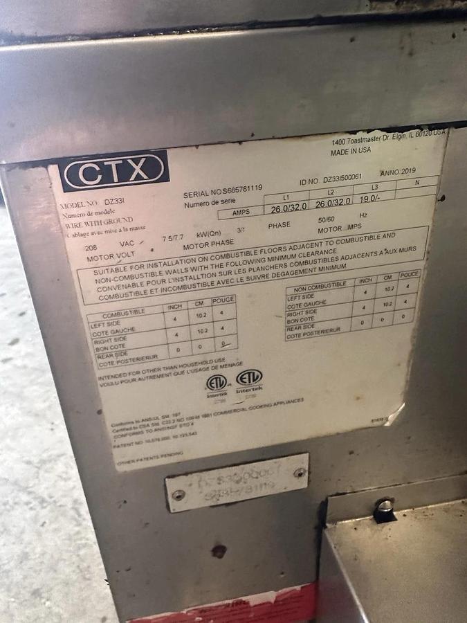 Refurbished 2019 Middleby Marshall CTX DZ33I Electric Pizza Conveyor Oven 208V 1/3 Phase