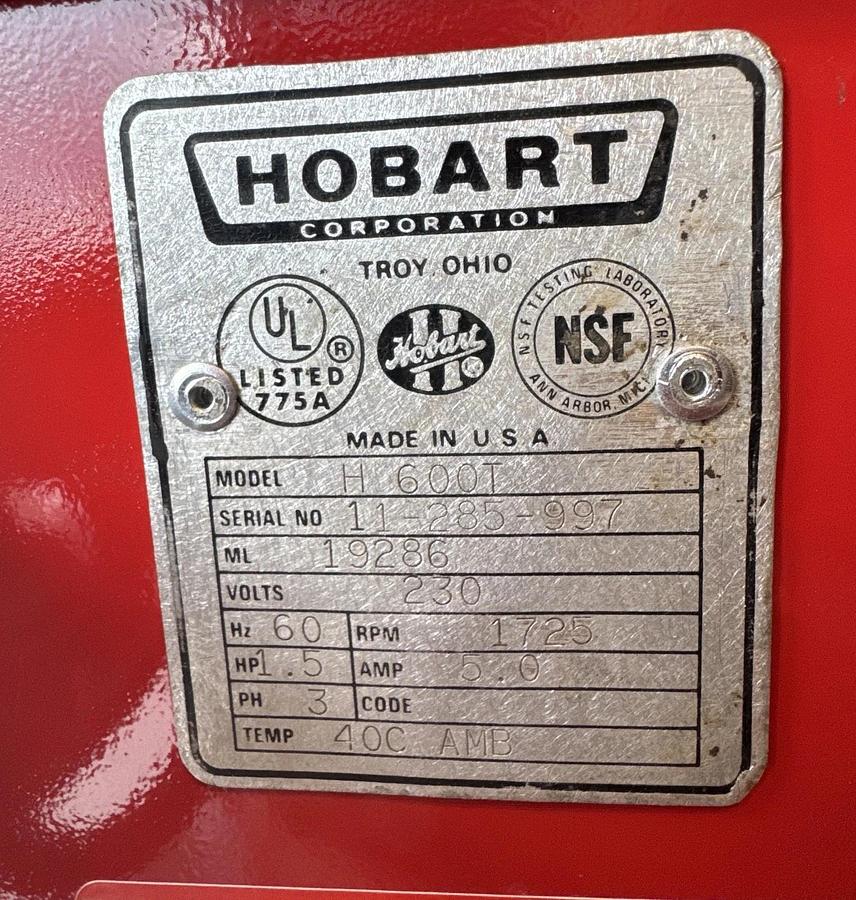Used HOBART H600T 60 Qt Mixer 1.5 HP 230V 3PH Bowl & Hook Included BEAUTIFUL SHAPE!