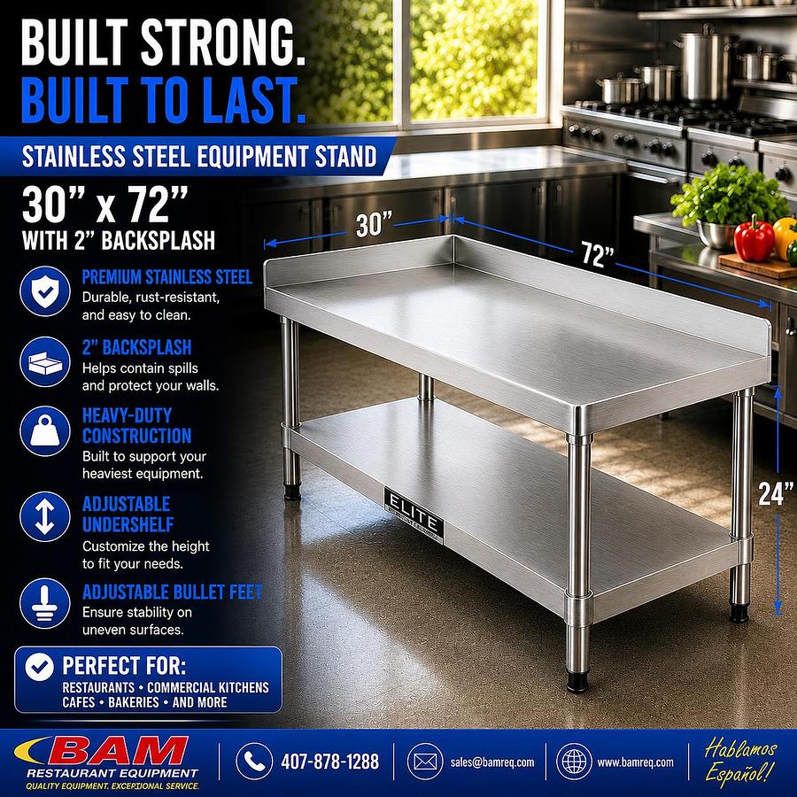 30" x 72" Stainless Steel Equipment Stand with Galvanized Undershelf