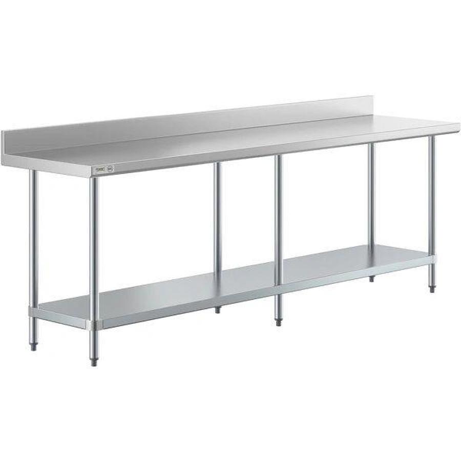 30”X96”4" Backsplash Stainless Steel Table