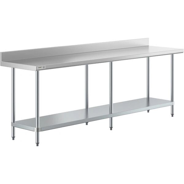 30”X96”4" Backsplash Stainless Steel Table