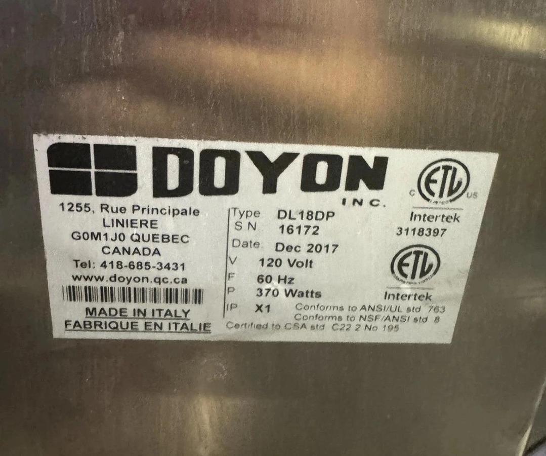 Used 2017 Doyon DL18DP Dough Sheeter w/ 2 Rollers Sheets Up To 17" Wide GREAT SHAPE!