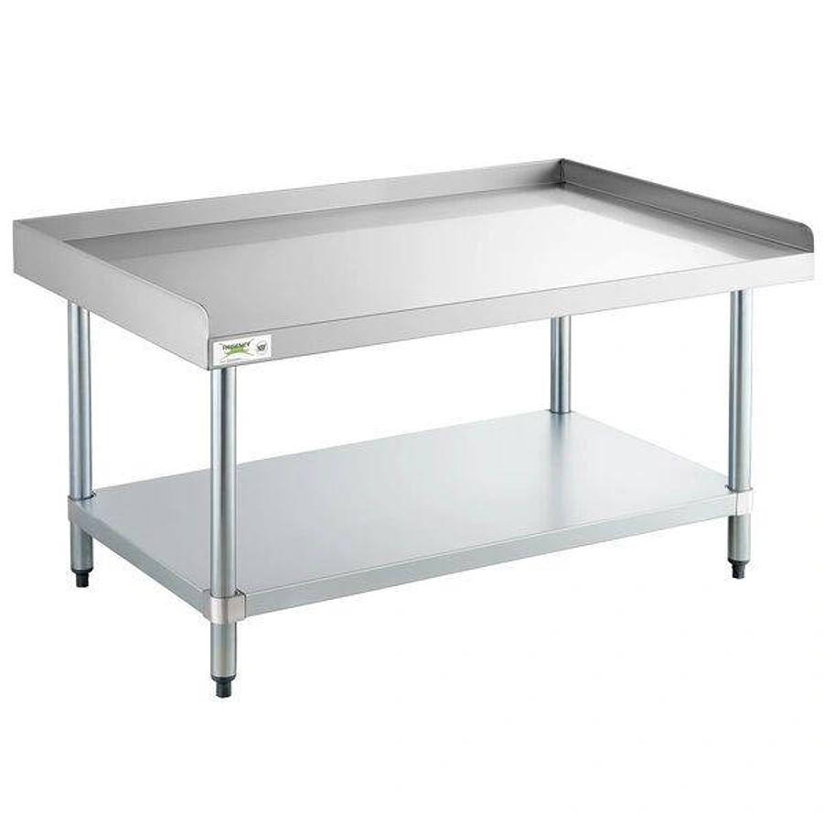 24'x 48' Stainless Steel Equipment Stand with Galvanized Undershelf 2" backsplash