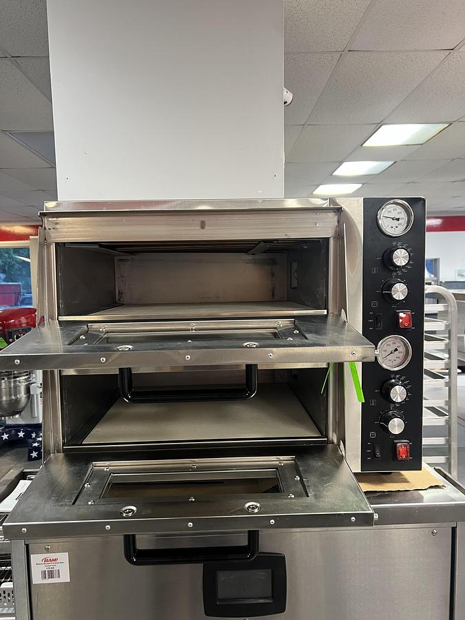 VEVOR Commercial Double Deck Countertop Pizza Oven – Dual Chamber – Independent Temperature Controls – Stainless Steel