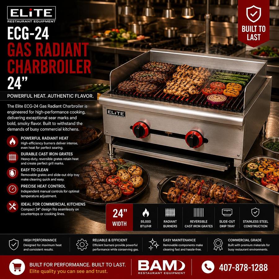 ELITE ECG-24 Gas Radiant Charbroiler | 24"