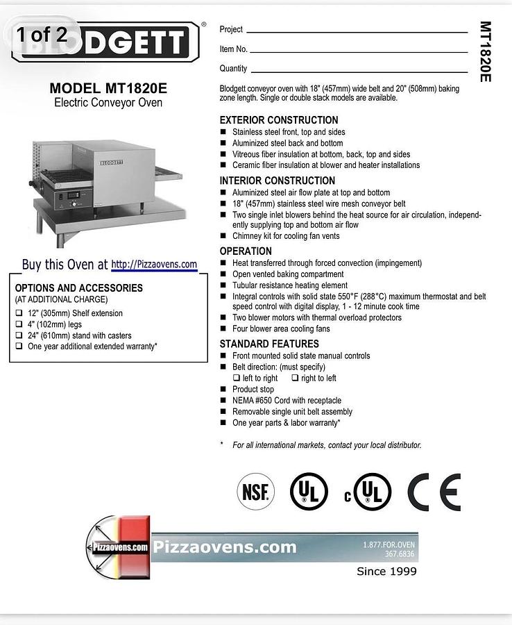 Used BLODGETT Electric Double Stack Conveyor Oven 208v 1 Phase 18” Belt NICE WORKING!