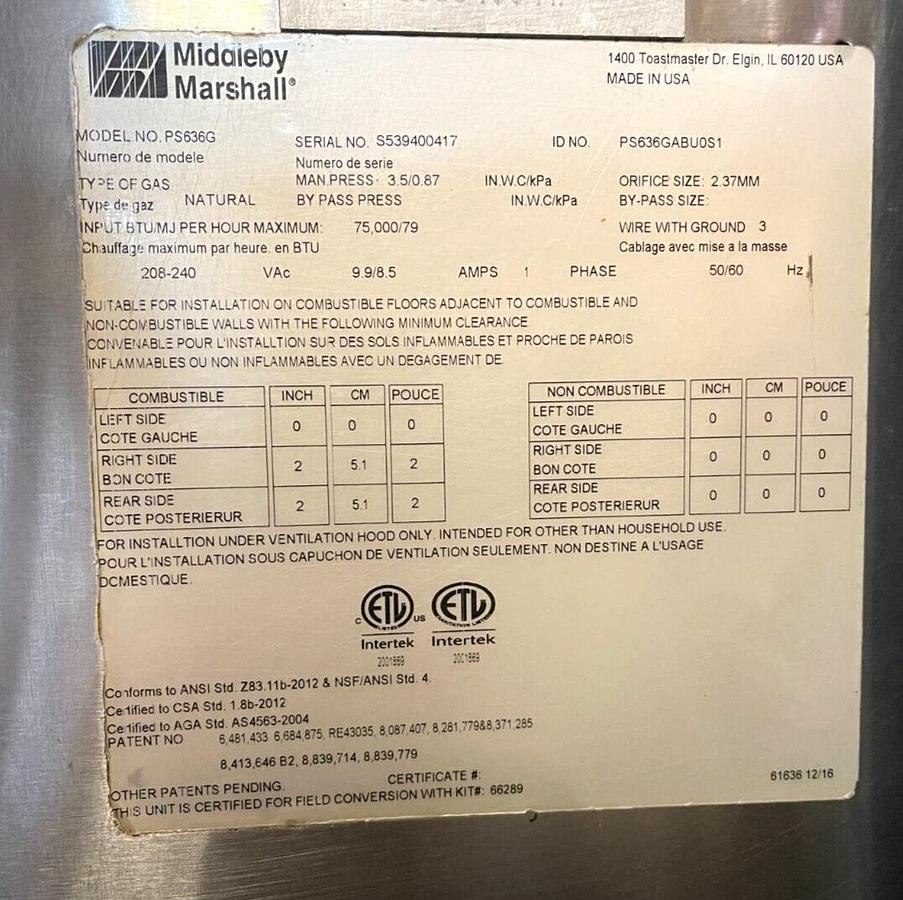Refurbished 2017 Middleby Marshall PS636G Nat Gas Conveyor Pizza Oven Double Stack WOW NICE!