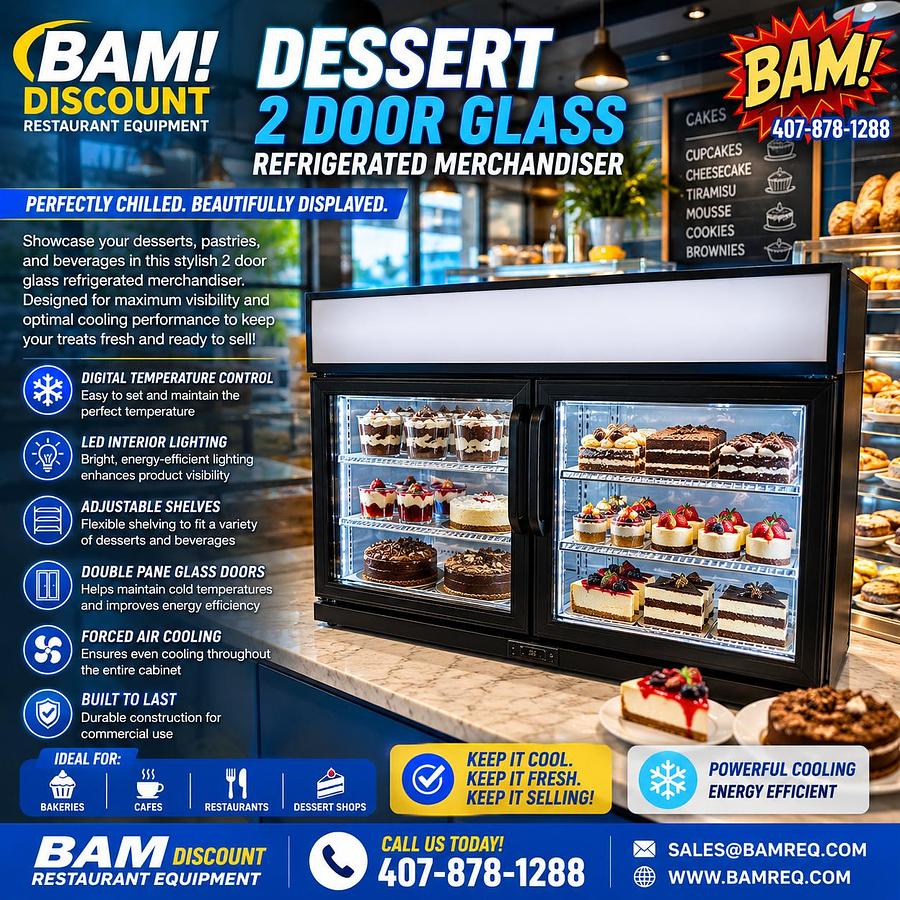 Dessert 2 Door Glass Refrigerated Merchandiser