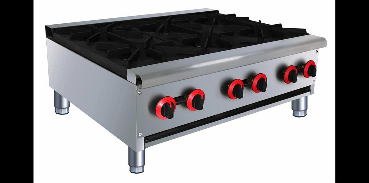 ELITE HS-6 Heavy Duty Stainless Steel 36" Six Burner Hot Plate