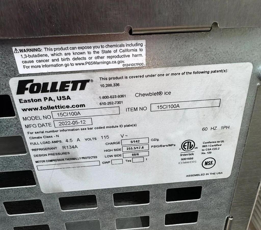 Used 2022 Follett 15CI100A Countertop Ice Machine and Water Dispenser 125lbs  NICE!