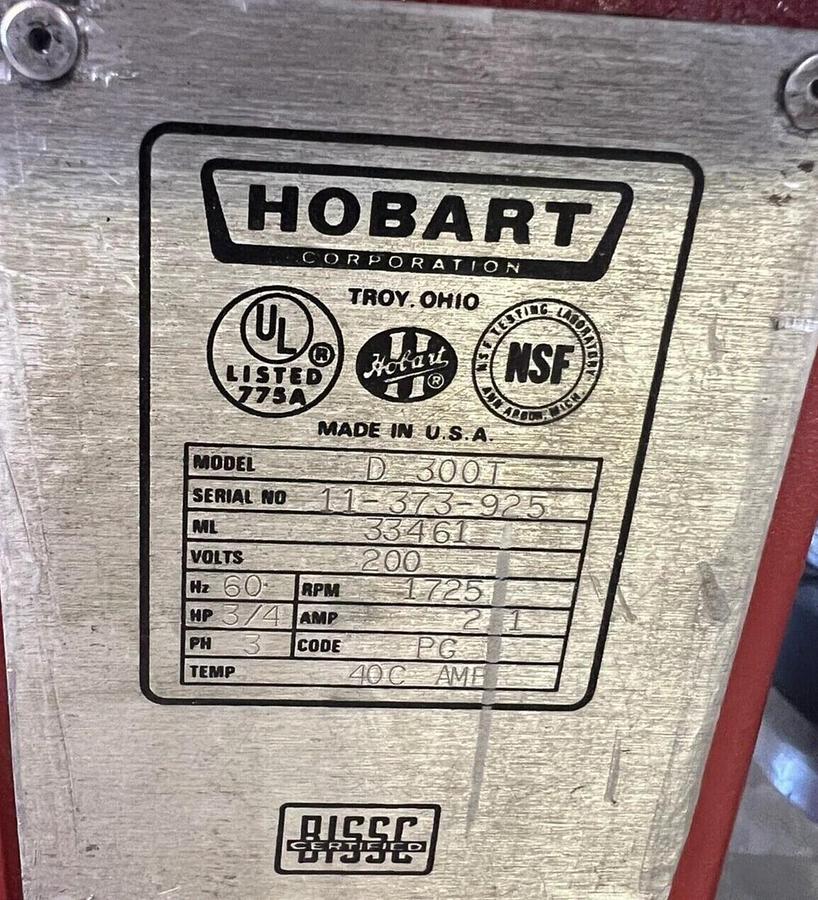 Used Hobart D300 30 Qt Mixer w/ Bowl, Paddle, & Hook 208v 3phase BEAUTIFUL SHAPE!