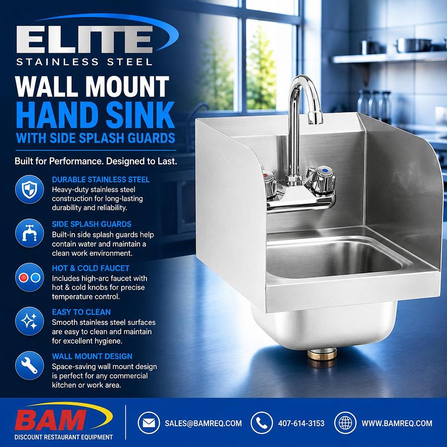 STAINLESS STEEL 17" W/ Sides HAND SINK