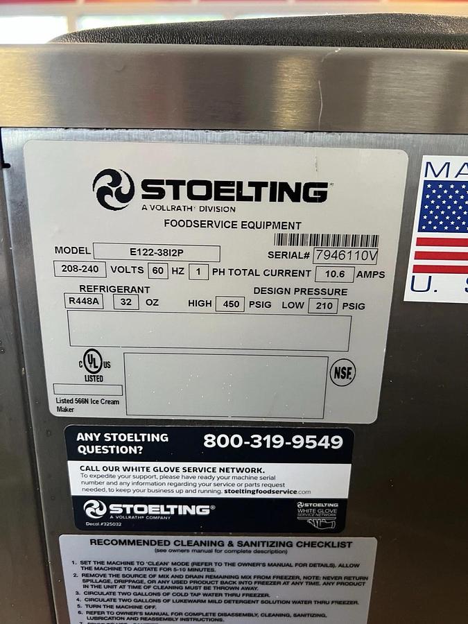 Used 2024 STOELTING E122-38I2P Frozen Beverage/Shake Machine 208-240V GREAT SHAPE!
