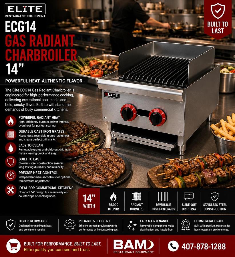 ELITE ECG14 Gas Radiant Charbroiler | 14"