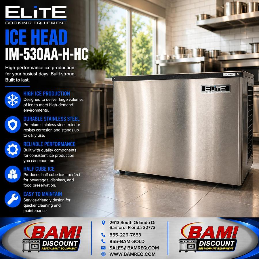 Elite IM-530AA-H-HC Commercial Ice Machine Head Half Cube Air Cooled 115V