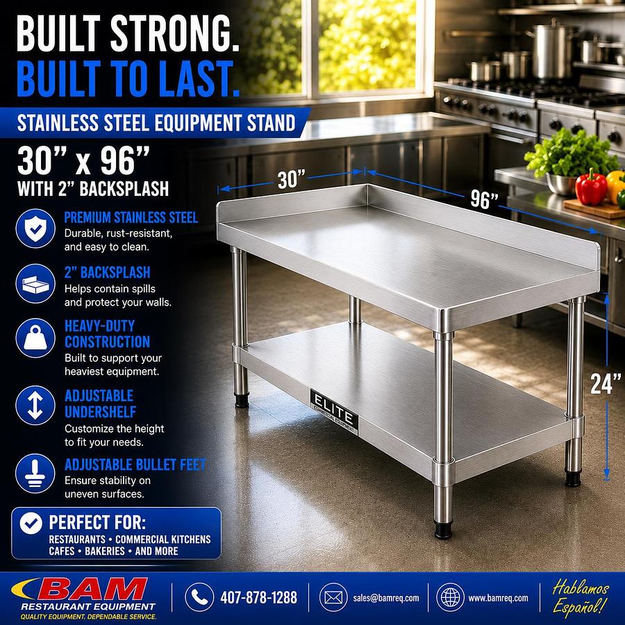 30" x 72" Stainless Steel Equipment Stand with Galvanized Undershelf