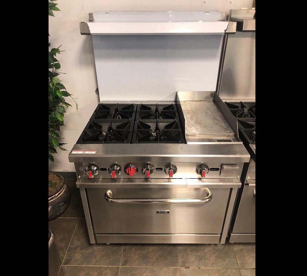 Elite Gas 4 Burner 36" Range with 12" Griddle and Standard Oven
