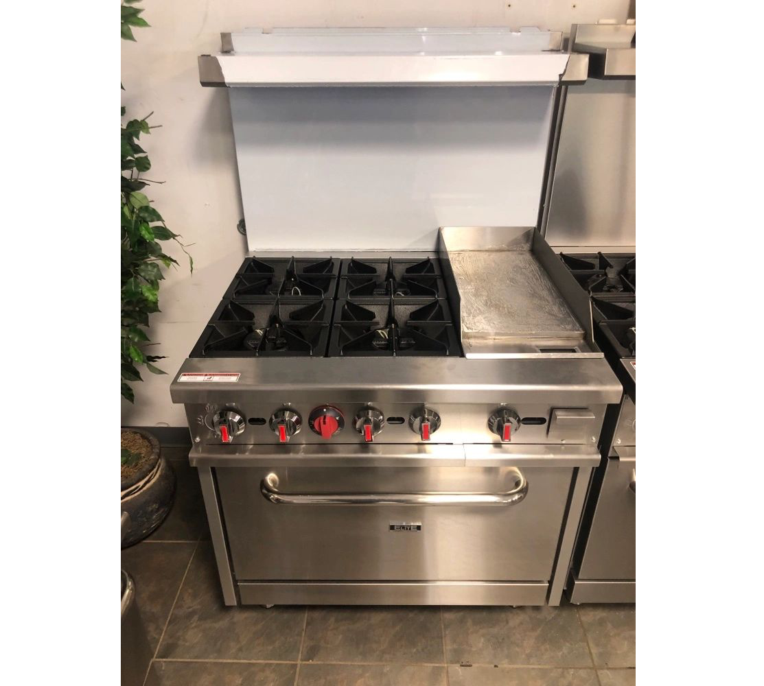 Elite Gas 4 Burner 36" Range with 12" Griddle and Standard Oven
