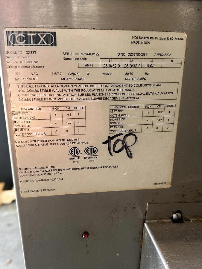 Refurbished 2022 Middleby Marshall CTX DZ33T Electric Pizza Conveyor Oven 208V 1/3 Phase