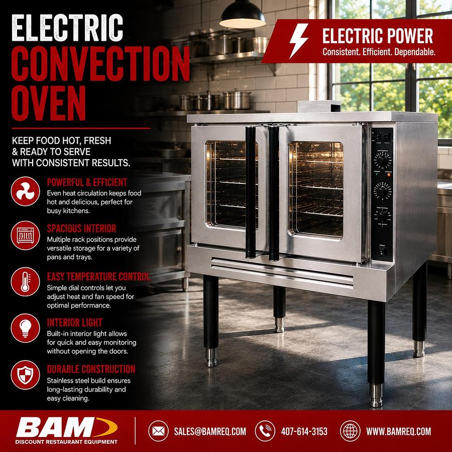 Elite ECE-200-Single Deck Standard Depth Full Size Electric Convection Oven - 208V- 60Hz 1 Phase, 9 kW