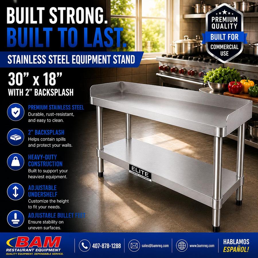 30"x 18" Stainless Steel Equipment Stand with Galvanized Undershelf