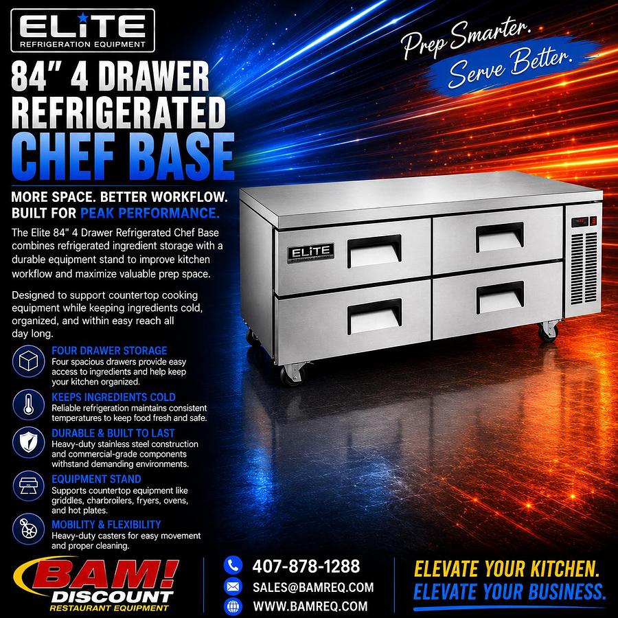 Elite 84″ 4 Drawer Refrigerated Chef Base