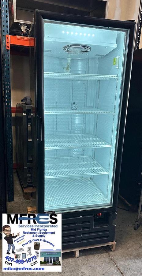 Used IMBERA 30" 1 DOOR UPRIGHT GLASS MERCHANDISER FREEZER 23 CU FT. GREAT SHAPE!