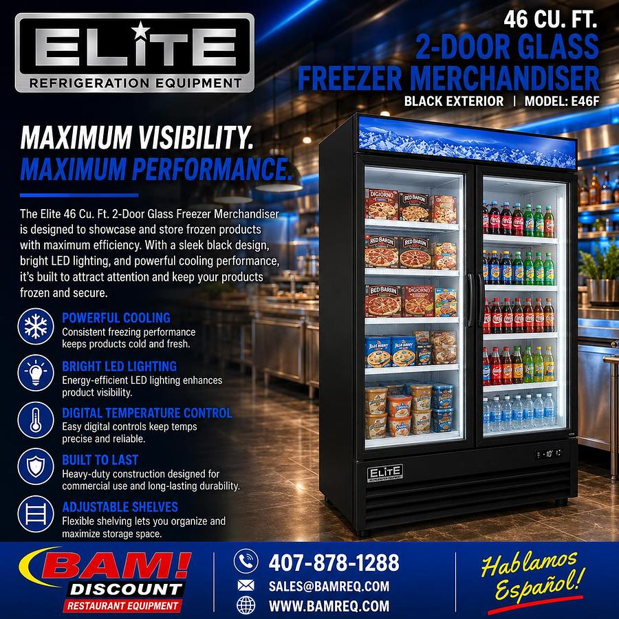 Elite Glass 2-Door Freezer Merchandiser