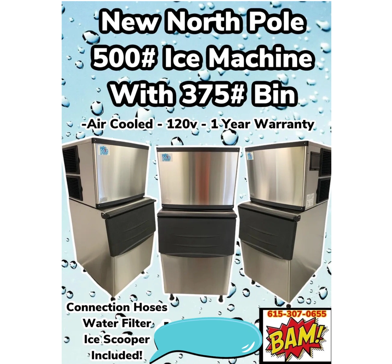 Elite 500# Ice Maker With 500# Bin
