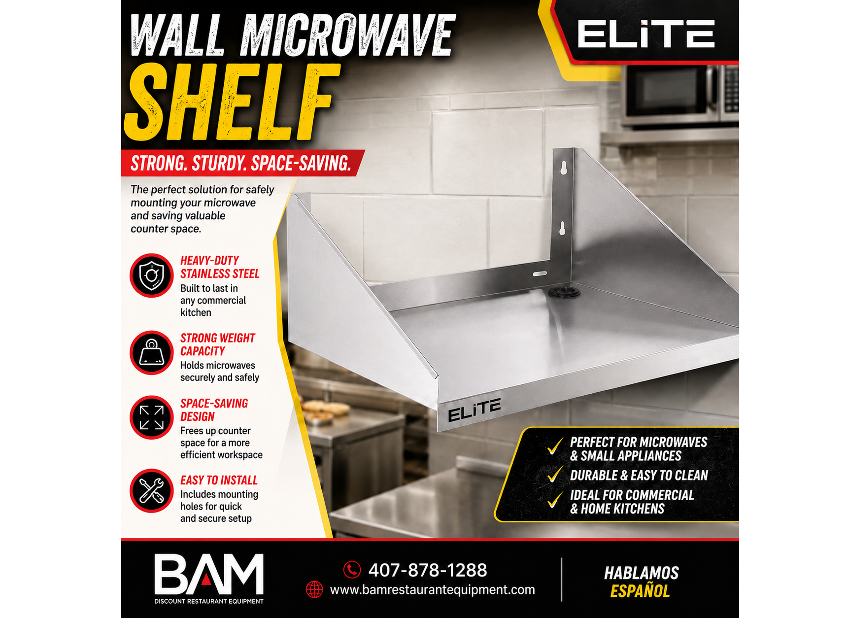Wall microwave shelf