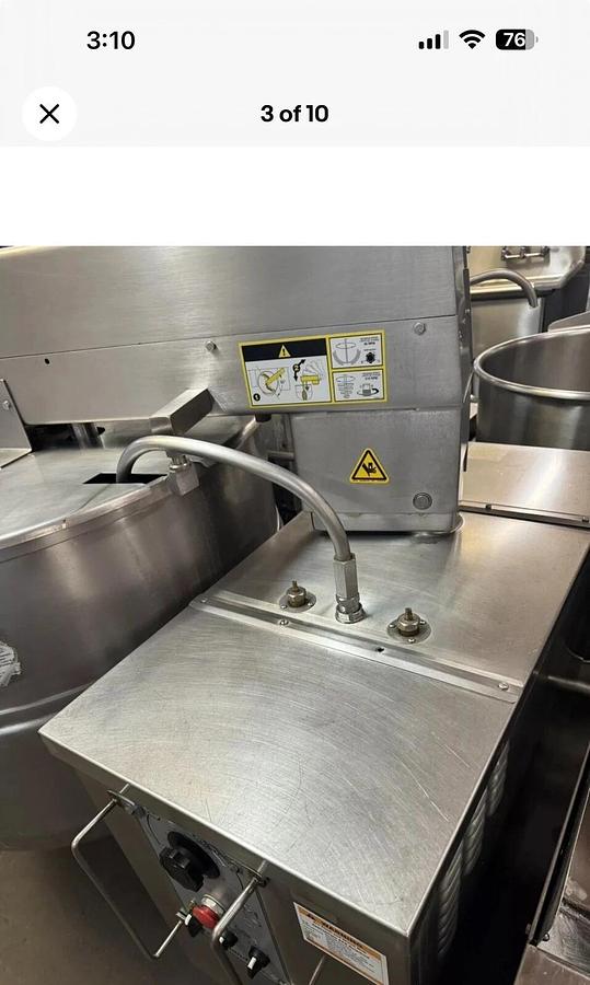 Refurbished Cleveland MKDL-125-T 125 Gallon Tilting 2/3 Steam Jacketed Direct Steam Kettle