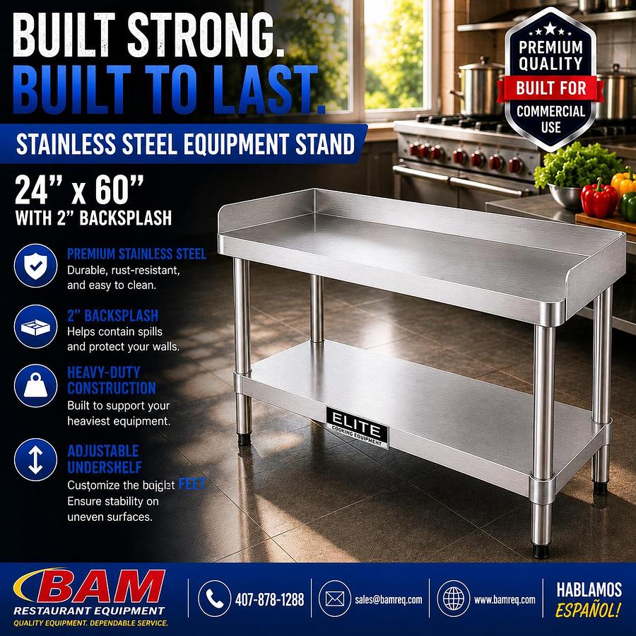 24"x 60" Stainless Steel Equipment Stand with Galvanized Undershelf