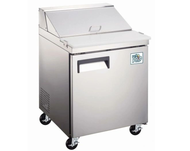 Elite Stainless Steel Single Door 27" Mega Top Sandwich Prep Table on Castors