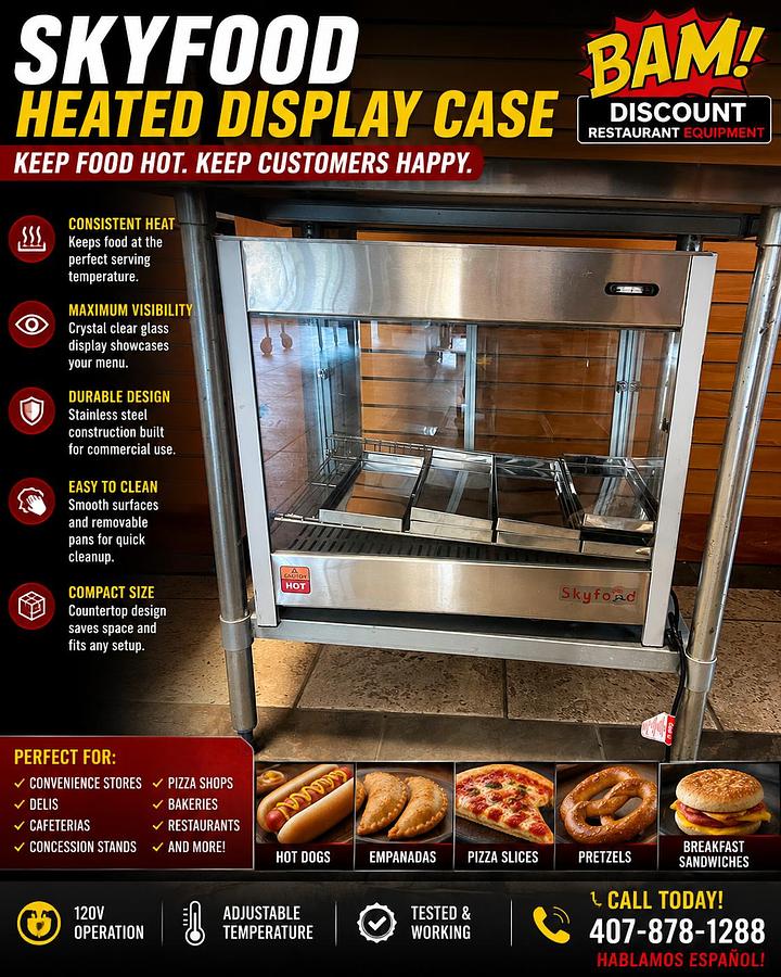 Skyfood Heated Countertop Display Case Hot Food Merchandiser 120V